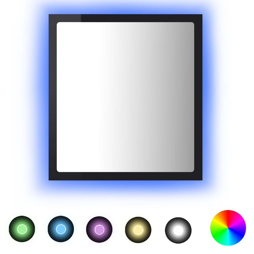 LED Badspiegel Hochglanz Schwarz 40x37 cm