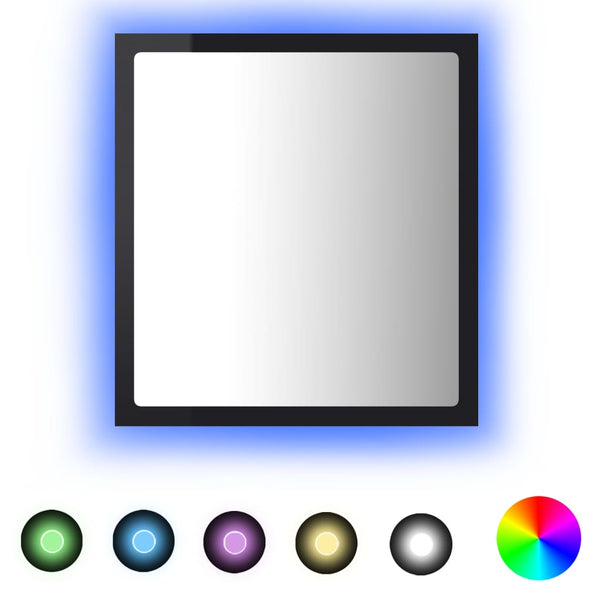 LED Badspiegel Hochglanz Schwarz 40x37 cm