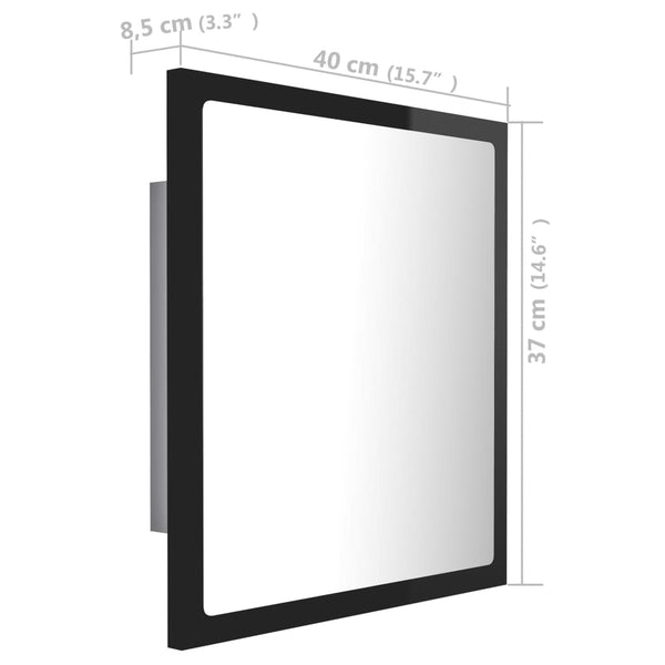 LED Badspiegel Hochglanz Schwarz 40x37 cm