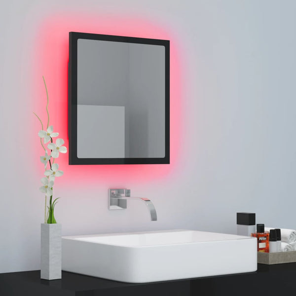 LED Badspiegel Hochglanz Schwarz 40x37 cm