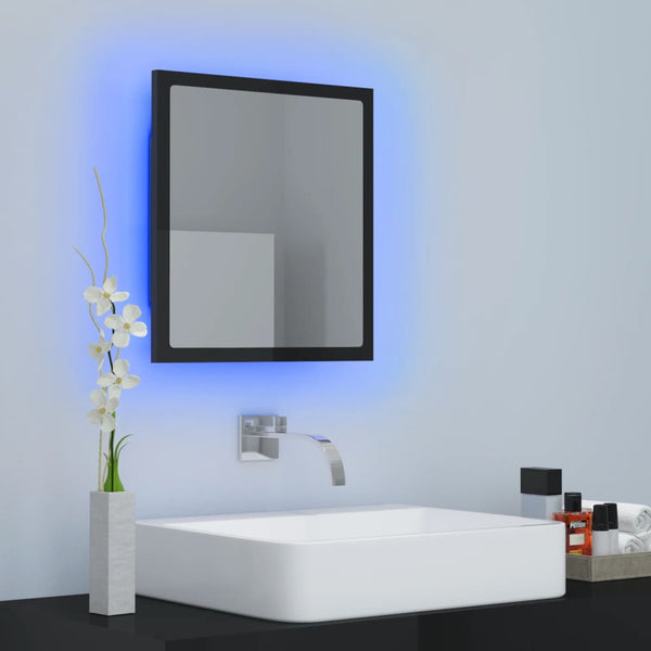 LED Badspiegel Hochglanz Schwarz 40x37 cm