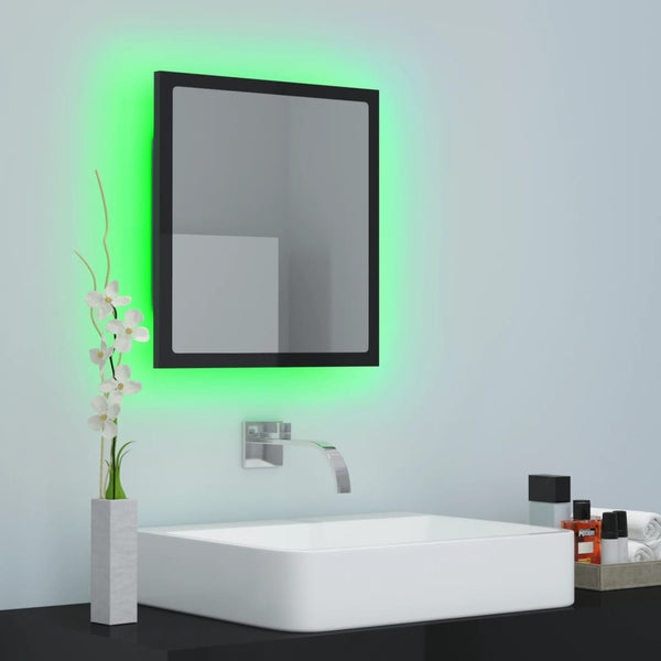 LED Badspiegel Hochglanz Schwarz 40x37 cm