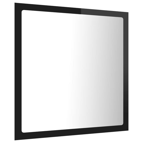 LED Badspiegel Hochglanz Schwarz 40x37 cm