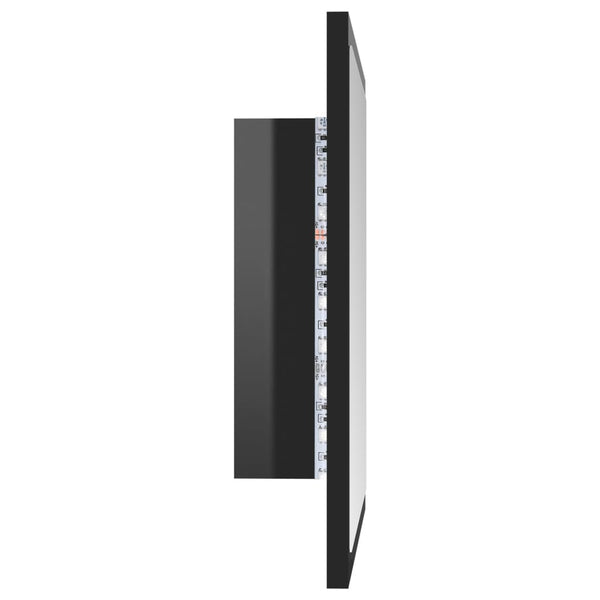 LED Badspiegel Hochglanz Schwarz 40x37 cm