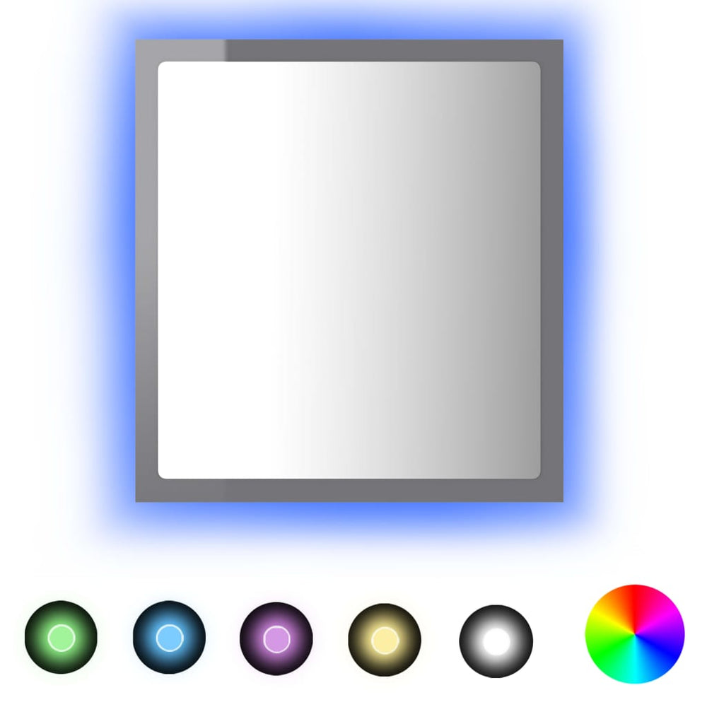 LED Badspiegel Hochglanz Grau 40x37 cm