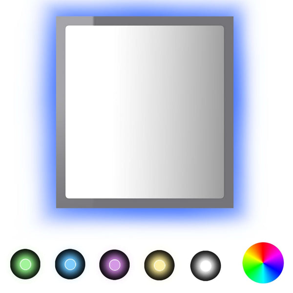 LED Badspiegel Hochglanz Grau 40x37 cm