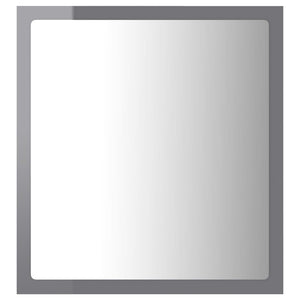 LED Badspiegel Hochglanz Grau 40x37 cm