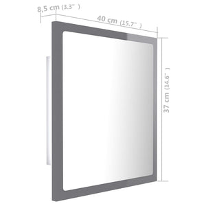 LED Badspiegel Hochglanz Grau 40x37 cm