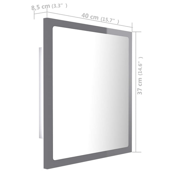 LED Badspiegel Hochglanz Grau 40x37 cm