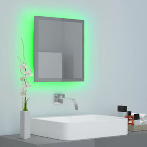 LED Badspiegel Hochglanz Grau 40x37 cm