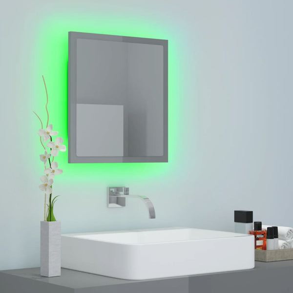 LED Badspiegel Hochglanz Grau 40x37 cm