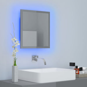 LED Badspiegel Hochglanz Grau 40x37 cm