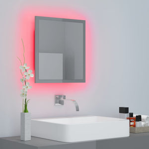 LED Badspiegel Hochglanz Grau 40x37 cm