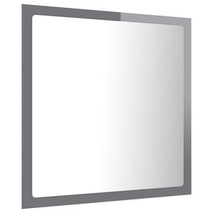LED Badspiegel Hochglanz Grau 40x37 cm