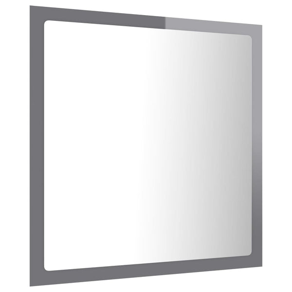 LED Badspiegel Hochglanz Grau 40x37 cm