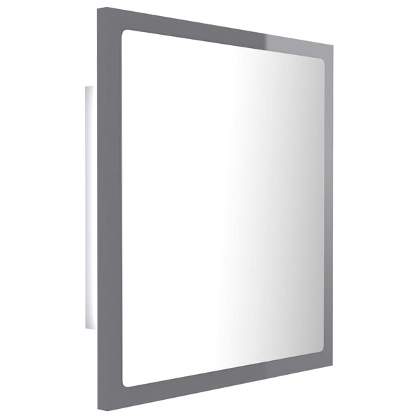 LED Badspiegel Hochglanz Grau 40x37 cm