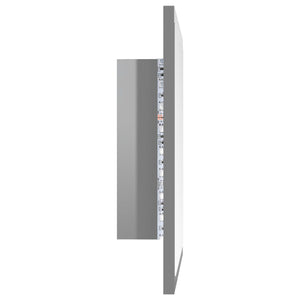 LED Badspiegel Hochglanz Grau 40x37 cm