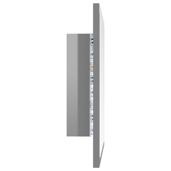 LED Badspiegel Hochglanz Grau 40x37 cm