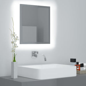 LED Badspiegel Hochglanz Grau 40x37 cm
