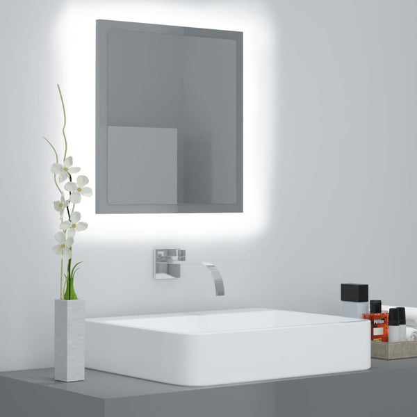 LED Badspiegel Hochglanz Grau 40x37 cm