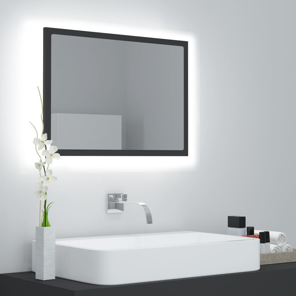 LED Badspiegel Grau 60 cm