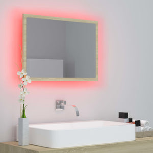 LED Badspiegel Sonoma-Eiche 60 cm