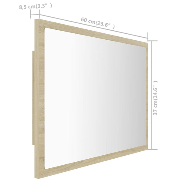 LED Badspiegel Sonoma-Eiche 60 cm