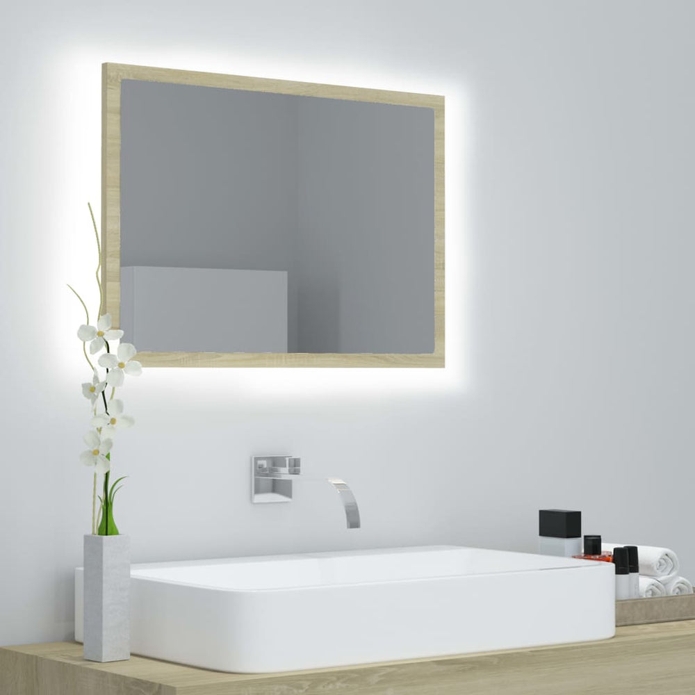 LED Badspiegel Sonoma-Eiche 60 cm