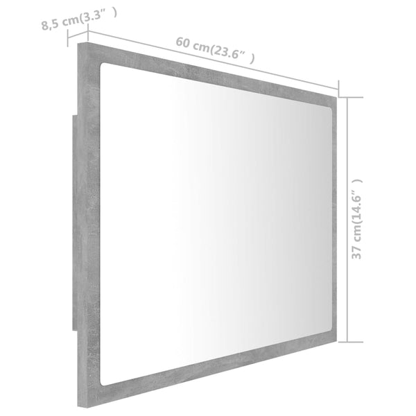 LED Badspiegel Betongrau 60 cm