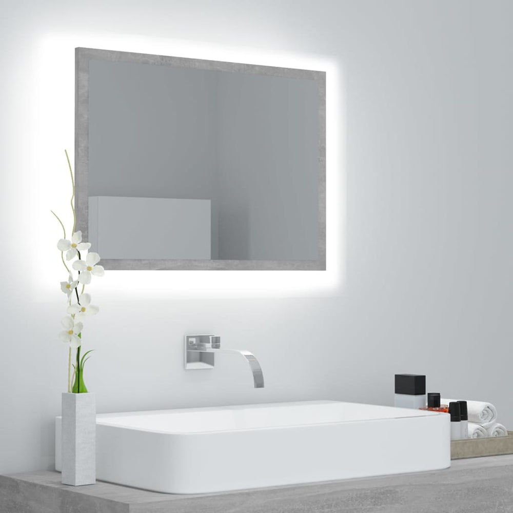 LED Badspiegel Betongrau 60 cm