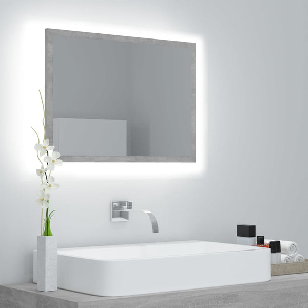 LED Badspiegel Betongrau 60 cm
