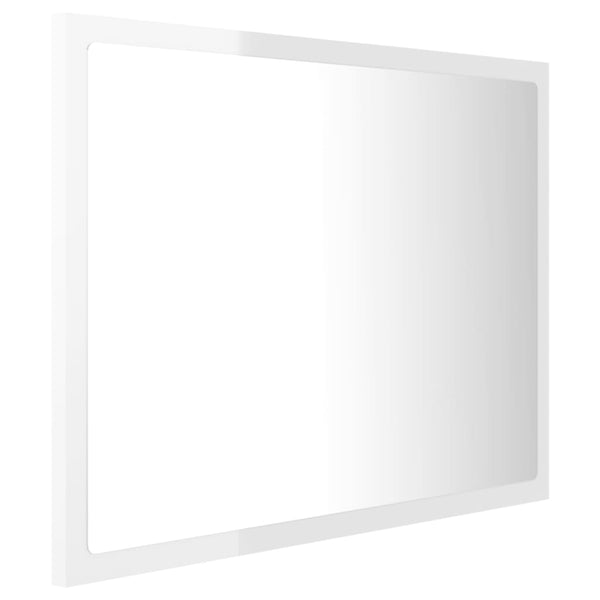LED Badspiegel Hochglanz Weiß 60x37 cm