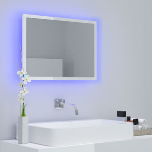 LED Badspiegel Hochglanz Weiß 60x37 cm