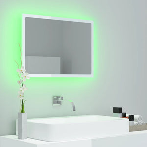 LED Badspiegel Hochglanz Weiß 60x37 cm