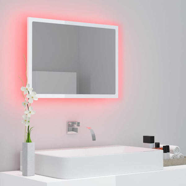 LED Badspiegel Hochglanz Weiß 60x37 cm