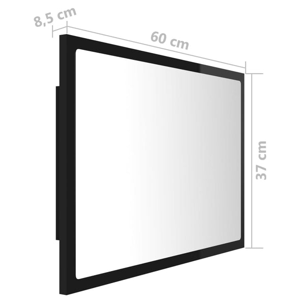 LED Badspiegel Hochglanz Schwarz 60x37 cm