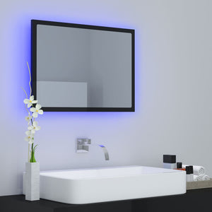 LED Badspiegel Hochglanz Schwarz 60x37 cm