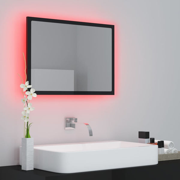 LED Badspiegel Hochglanz Schwarz 60x37 cm