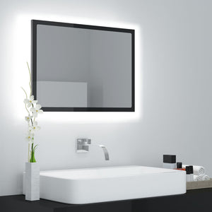 LED Badspiegel Hochglanz Schwarz 60x37 cm