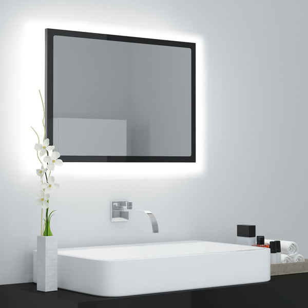 LED Badspiegel Hochglanz Schwarz 60x37 cm