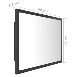 LED Badspiegel Hochglanz Grau 60x37 cm