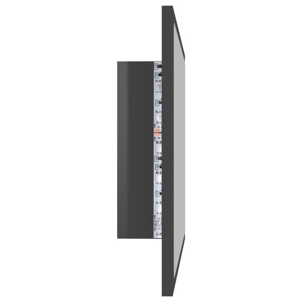 LED Badspiegel Hochglanz Grau 60x37 cm