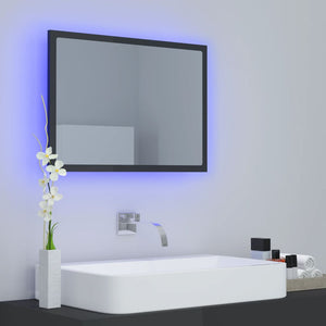 LED Badspiegel Hochglanz Grau 60x37 cm