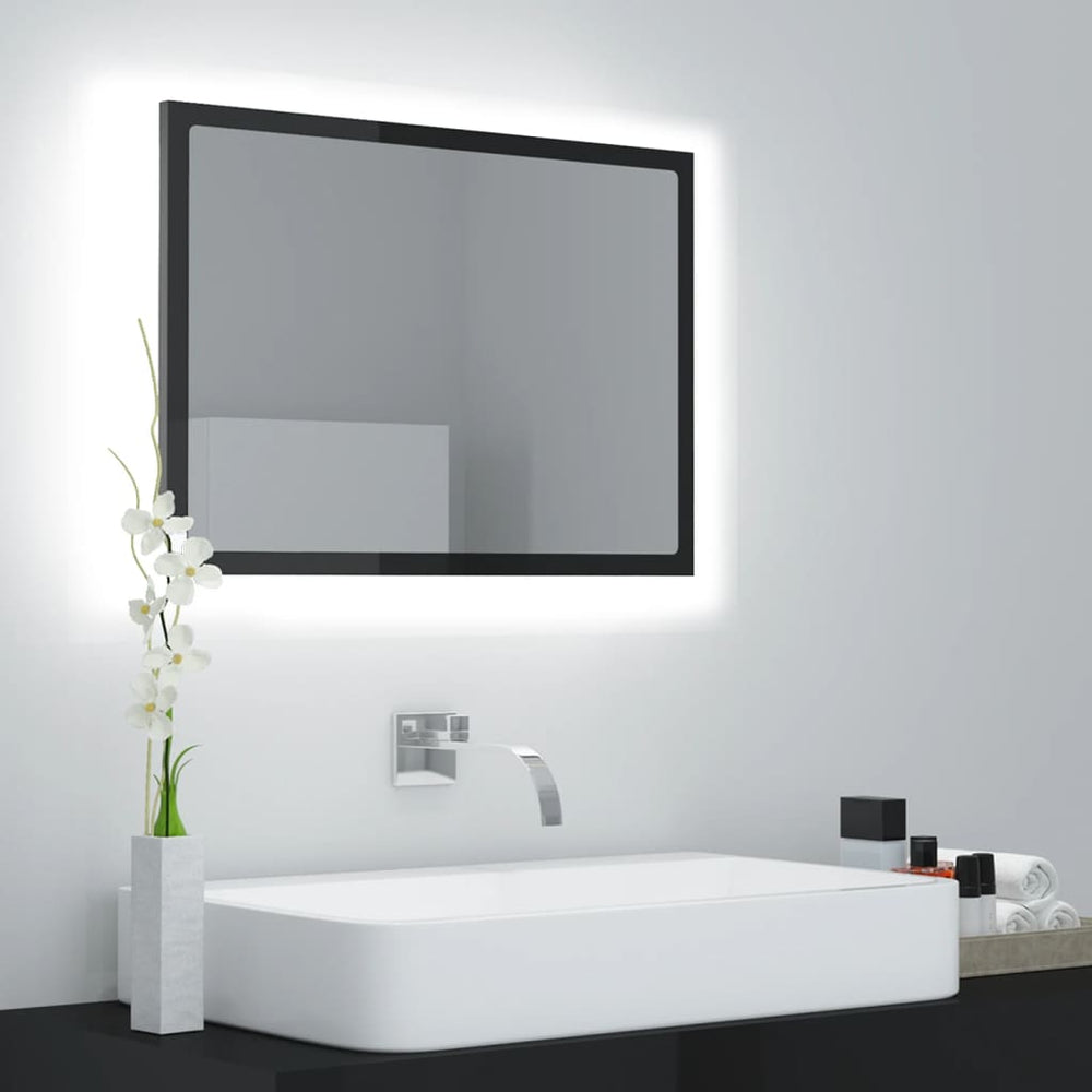 LED Badspiegel Hochglanz Grau 60x37 cm