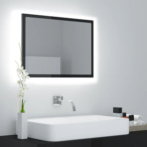 LED Badspiegel Hochglanz Grau 60x37 cm