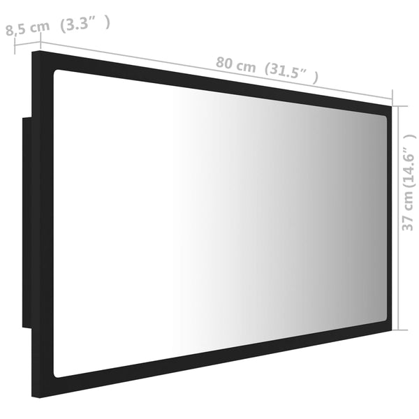 LED Badspiegel Schwarz 80x37 cm