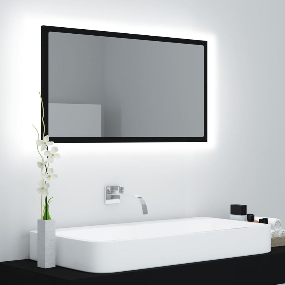 LED Badspiegel Schwarz 80x37 cm