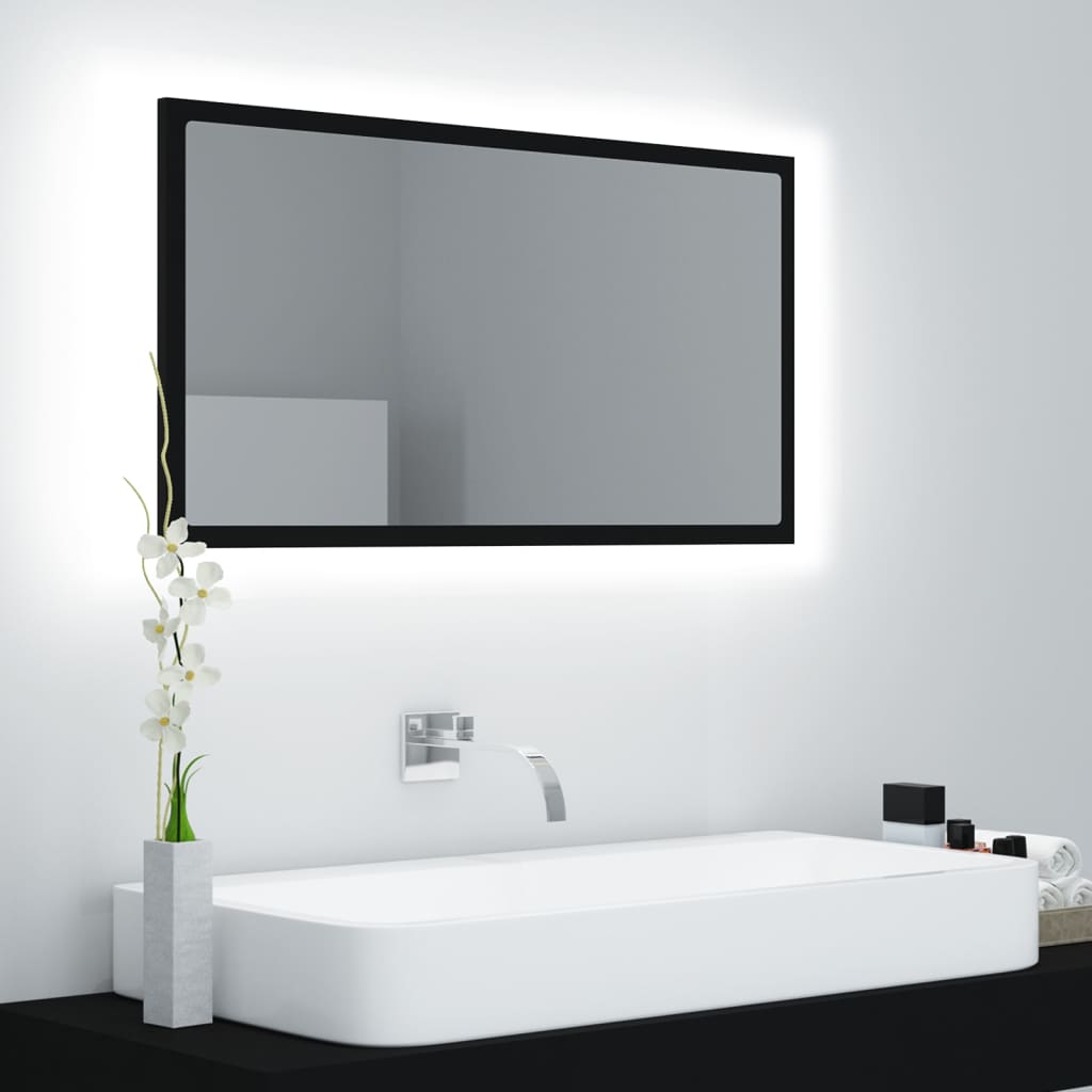 LED Badspiegel Schwarz 80x37 cm