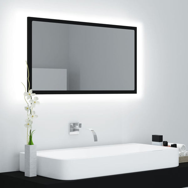 LED Badspiegel Schwarz 80x37 cm