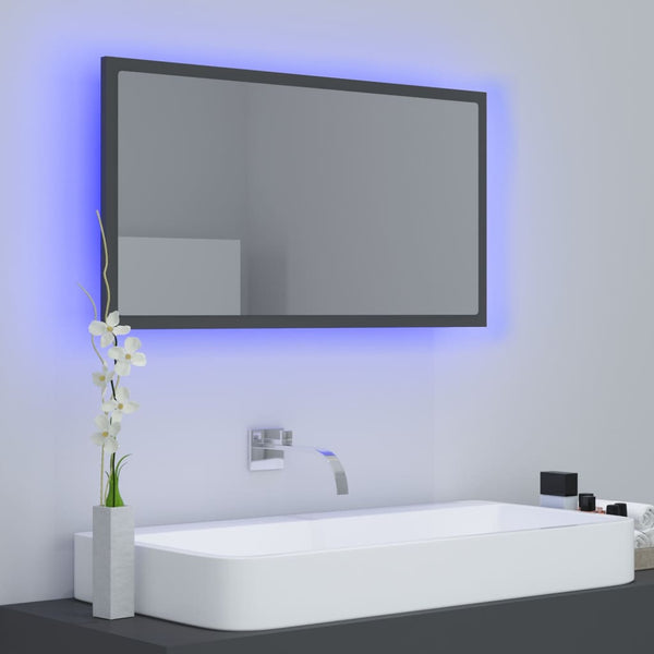 LED Badspiegel Grau 80 cm Acryl